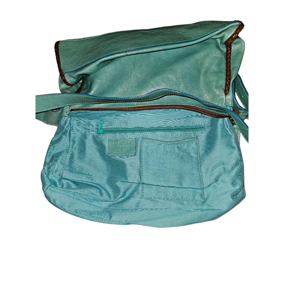 Claudia Firenze Teal Genuine Leather Shoulder Bag / Made in Italy - Picture 7 of 11